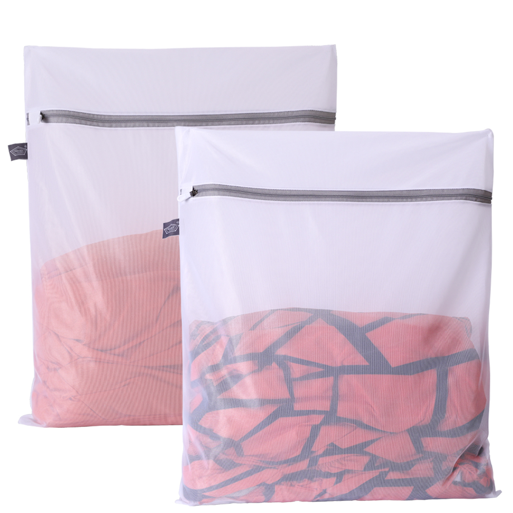 FOR DELICATES-LAUNDRY WASH BAG PACK OF 2 REUSABLE MESH WASHING BAGS WITH ZIPS 